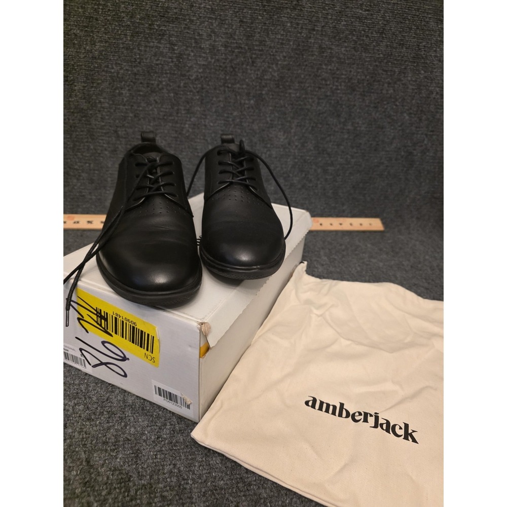 Amberjack Shoes Mens Size 8.5 Black Leather Derby Lace Up The Original Obsidian